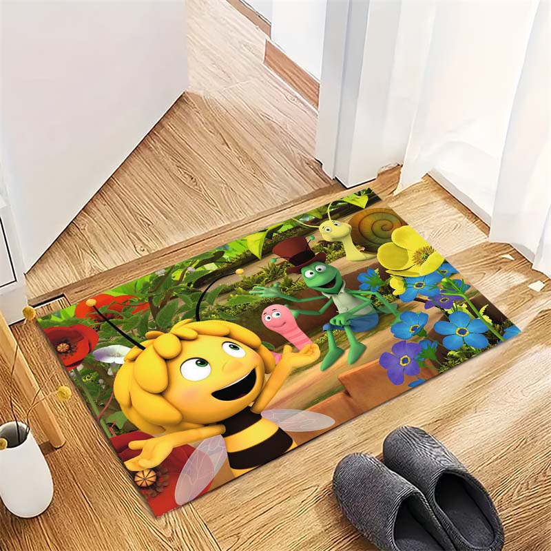 Tappetino Ingresso Antiscivolo con Stampa Personaggio Cartone Animato Maya l'Ape Tappetino Pavimento Ingresso Tappeto Serie Animata Decorazione Corridoio Casa