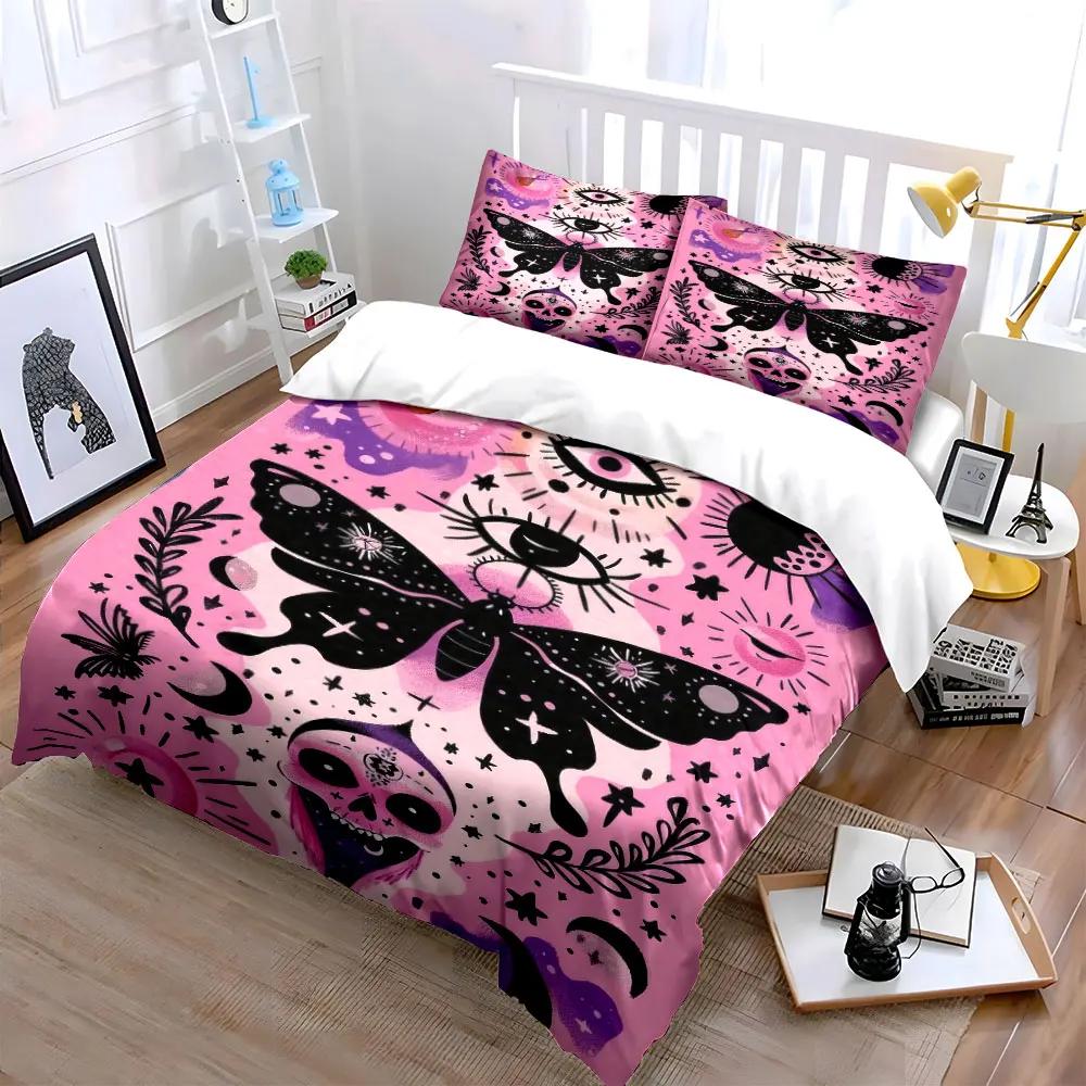 "Butterfly Skull Gothic Decor Set" Soft Comfortable Duvet Cover Bedding Set Included 1*Duvet Cover & 2*Pillowcases Gift