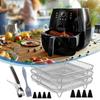 Air Fryer Basket 8 Inches Air Fryer Racks Non-Stick Stainless 13 Pieces Square Stackable Drying Basket Set For Vegetable Bacon