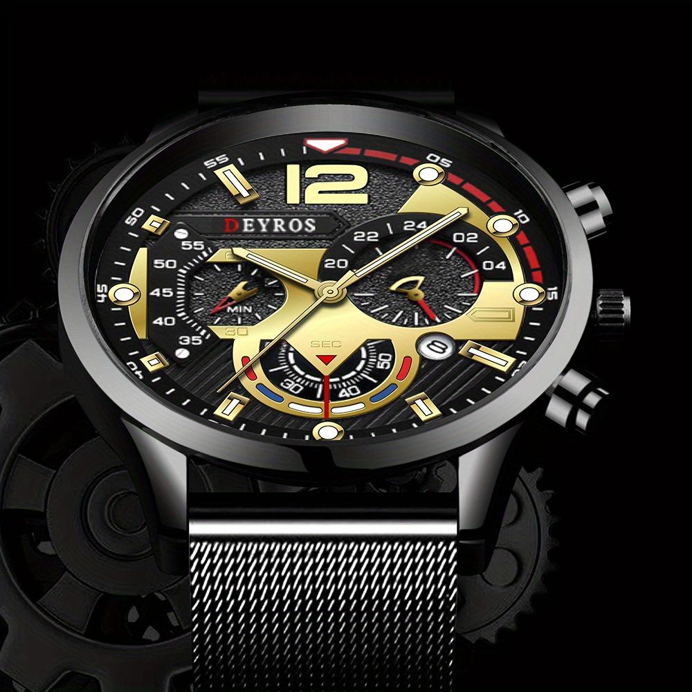 Business Men's Calendar Quartz Wristwatches Fashion Mens Mesh Strap Watch,ideal Choice for Gifts To Men