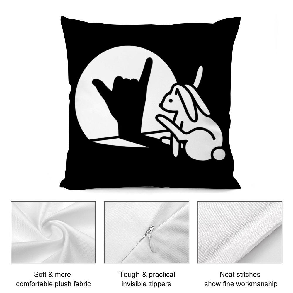 Funny Rabbit Hand Shadow Cushion Cover Soft Plush Fabric DoubleSided Printed Cushion Covers for All Seasons Modern Home Decor