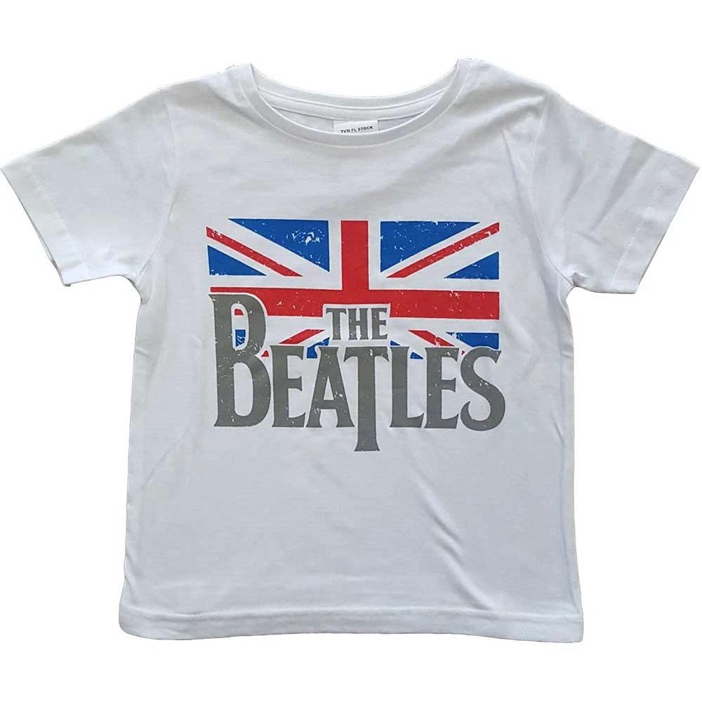 

The Beatles Logo & Vintage Flag Official Childrens Tee T-shirt Boys Kids 100