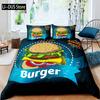Hamburger Duvet Cover Set Meat Cheese Comforter Cover Fast Food Theme Bedding Set Cartoon Hamburg Pattern Quilt Cover For Kids
