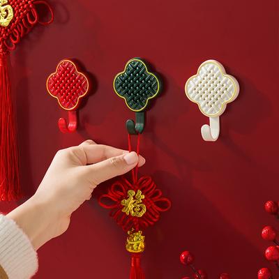1/3pcs Chinese Knot Hooks Wall Hanging Hook Self-Adhesive Towel Key Bag Holder Clothes Punch-Free Hanger Strong Adhesive Organizer Rack