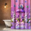 4Pcs Bunnies For Easter Shower Curtain Set with Non-Slip Bath Mat, Toilet Lid Cover, Contour Rug & 12 Hooks, Bathroom Decor