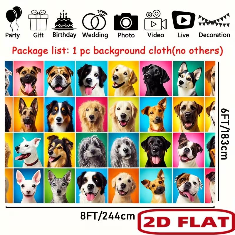 2D Cute Puppy Head Grid Background Cloth Dog Lover Home Wall Decor