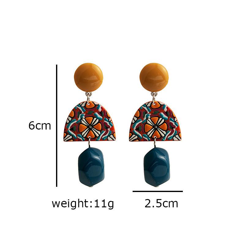 Pinkdudu Statement Color Block Earrings  Long Asymmetric Geometric Dangles in Vibrant Yellow and Blue PD1200