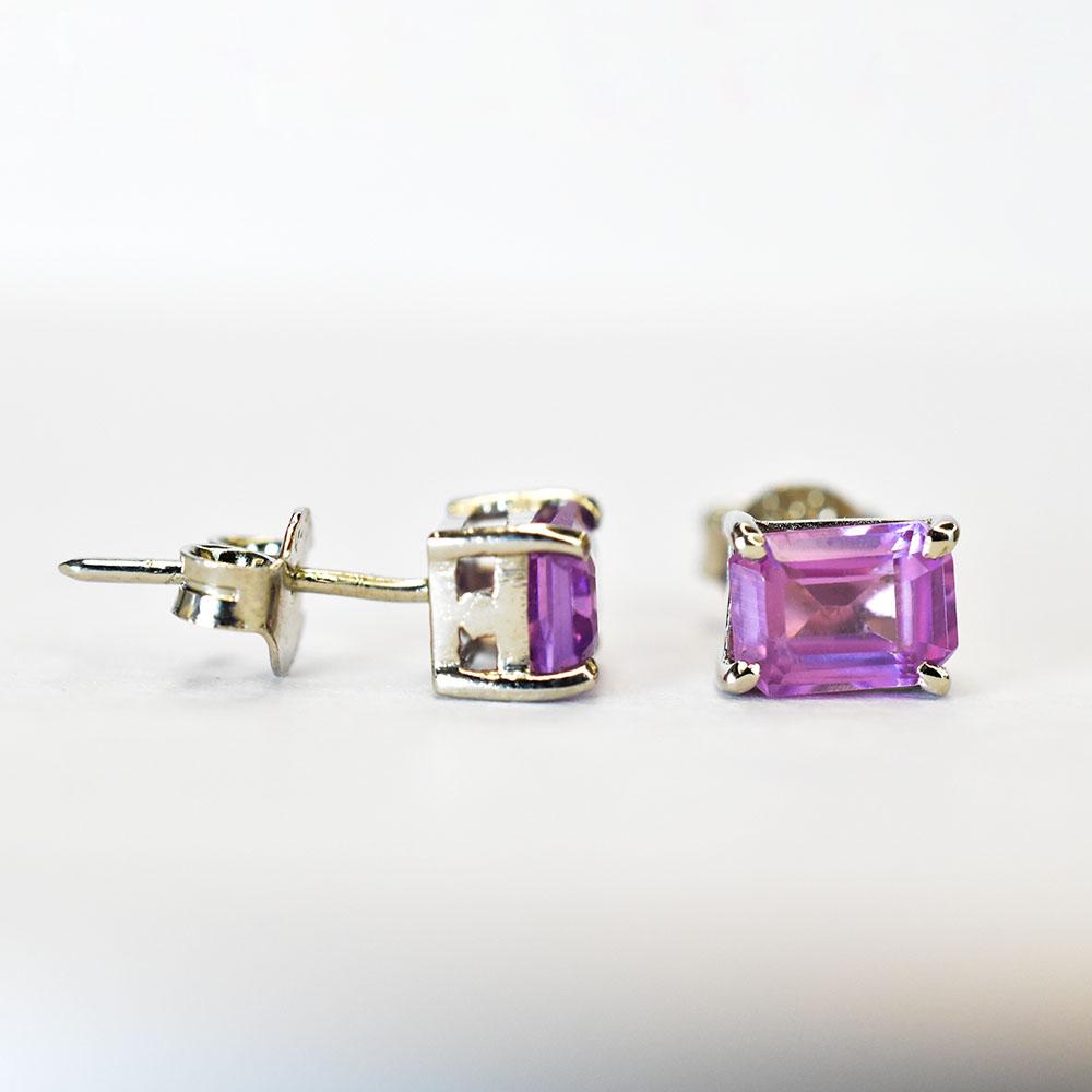 Purple Sapphire Gems Stud Earrings 9 Ct Natural 925 Sterling Silver Certified