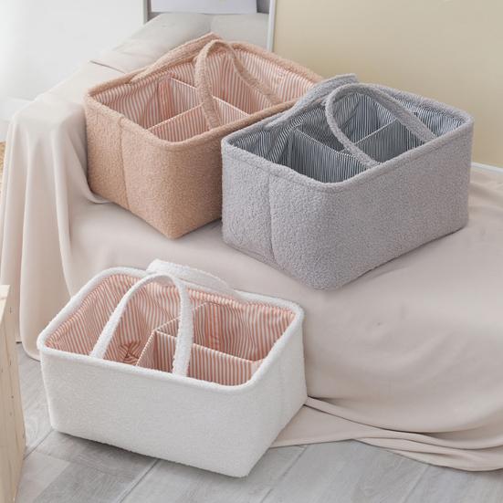 Baby Diaper Caddy Organizer Nursery Storage Basket Large Capacity Diaper Organizer with Adjustable Divider for Baby Essentials Wipes Toys