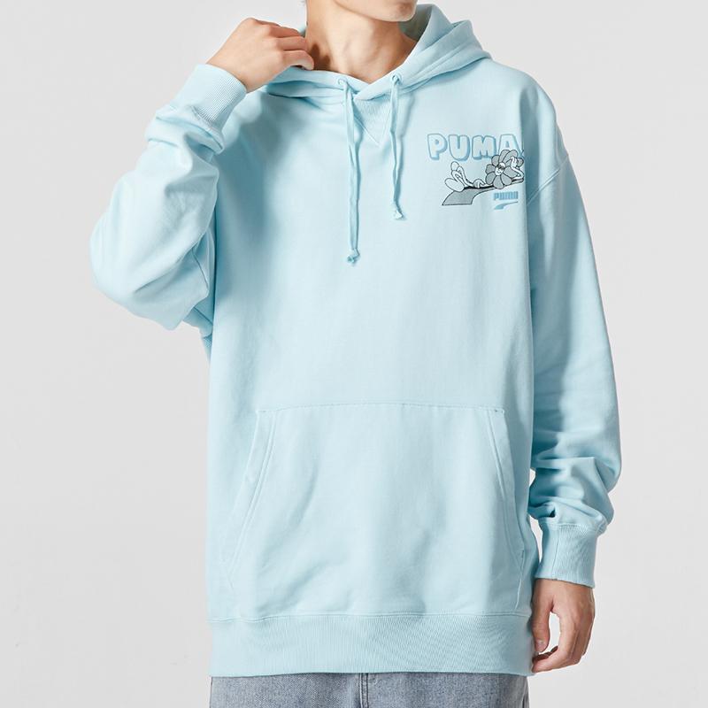 Puma Downtown Sweatshirts Men's Sky Blue Hooded Moderate Regular 537753-30