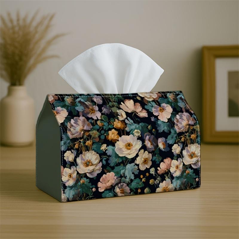 1pc Vintage Botanical Tissue Box with Floral Dark Elegant&Classic-Fabric Napkin Storage Organizer for Kitchen,,Elegant Decorative Box,Purpose for Livi