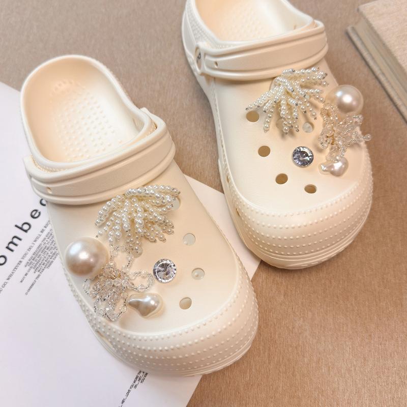 Shoe Decorations Imitation Pearl Colorful Flower Handmade DIY Beaded Shoe Buckle Shoes Decorative Accessories 2026 Fashion New