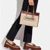 Coach Feld 30 Klassische Große Kapazität Logo Print Canvas und Leder Tragetasche Damen Tragetaschen C8459-B4TXJ