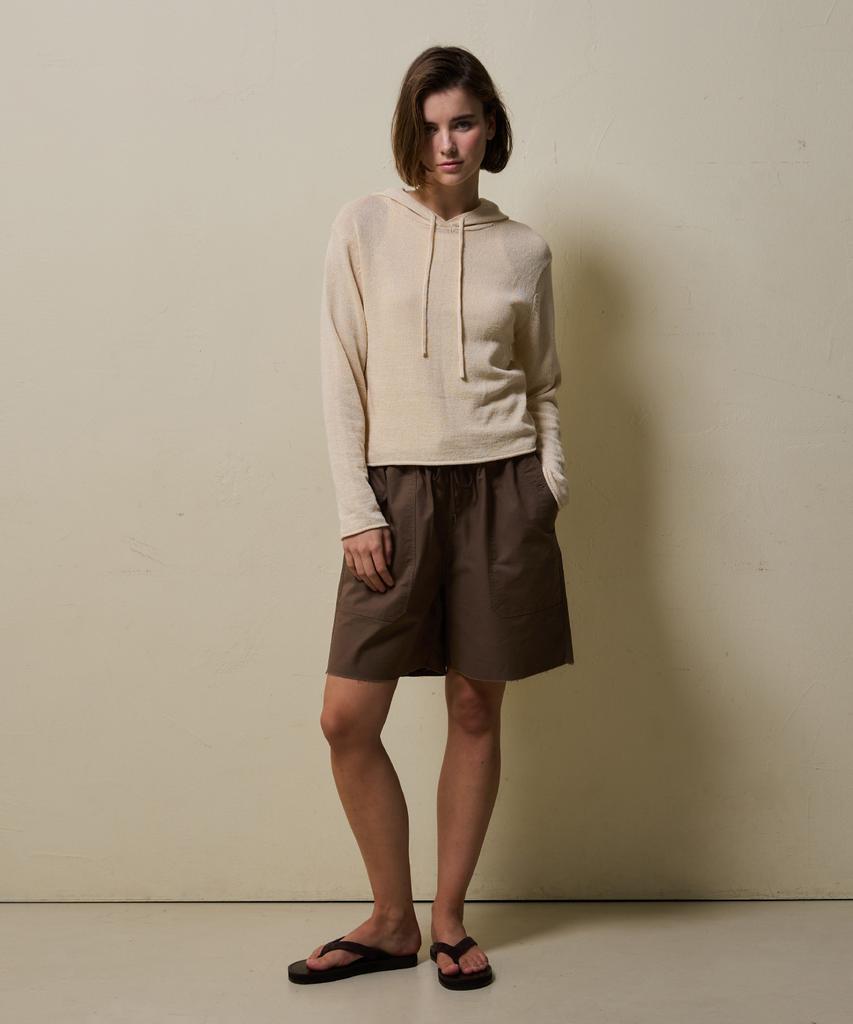SHINE ON YOU Airy Linen Blend Slim Hoodie Knit_Soft Beige
