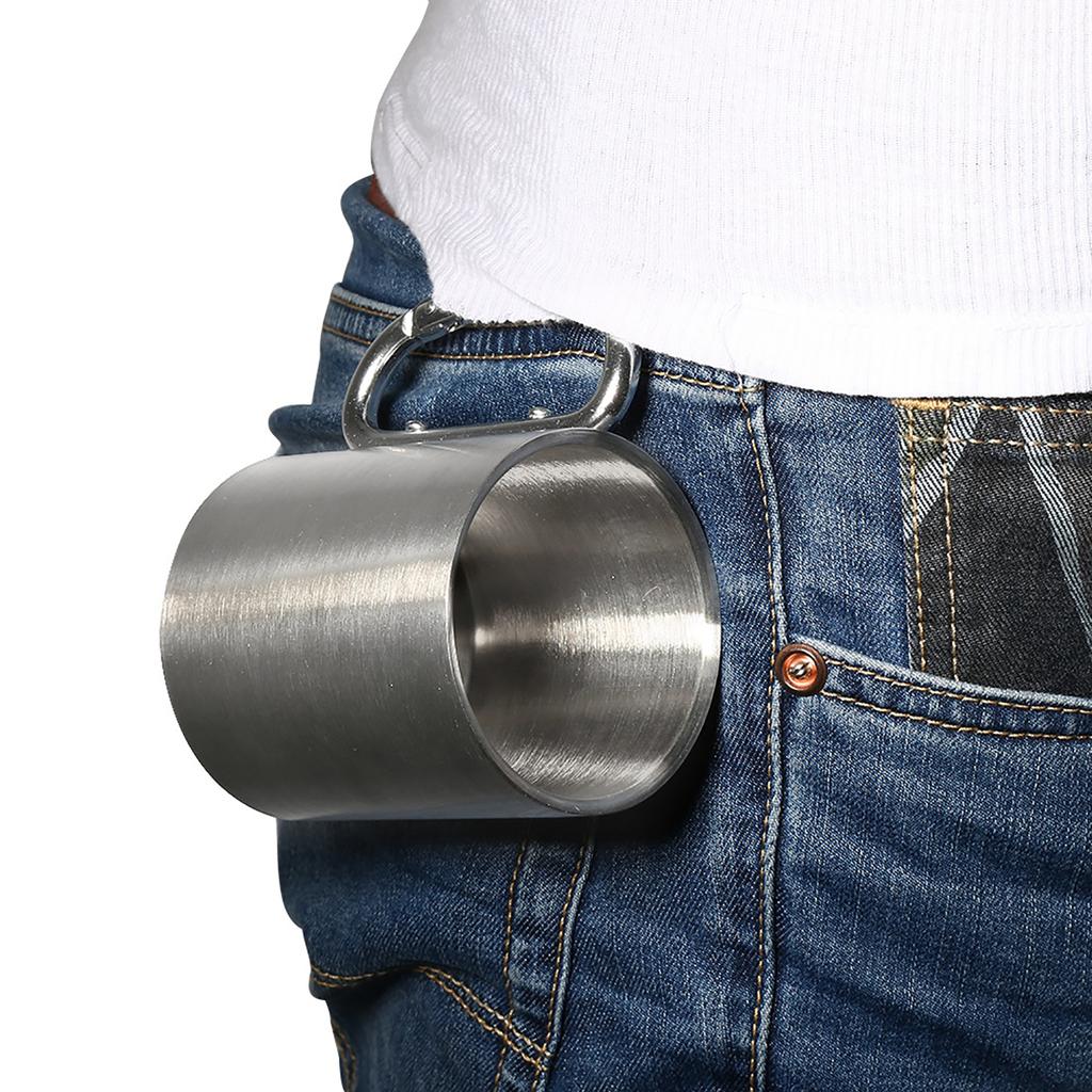 Edelstahl Tragbecher Reise Camping Wandern Outdoor-Sportarten Wasserbecher mit Griff