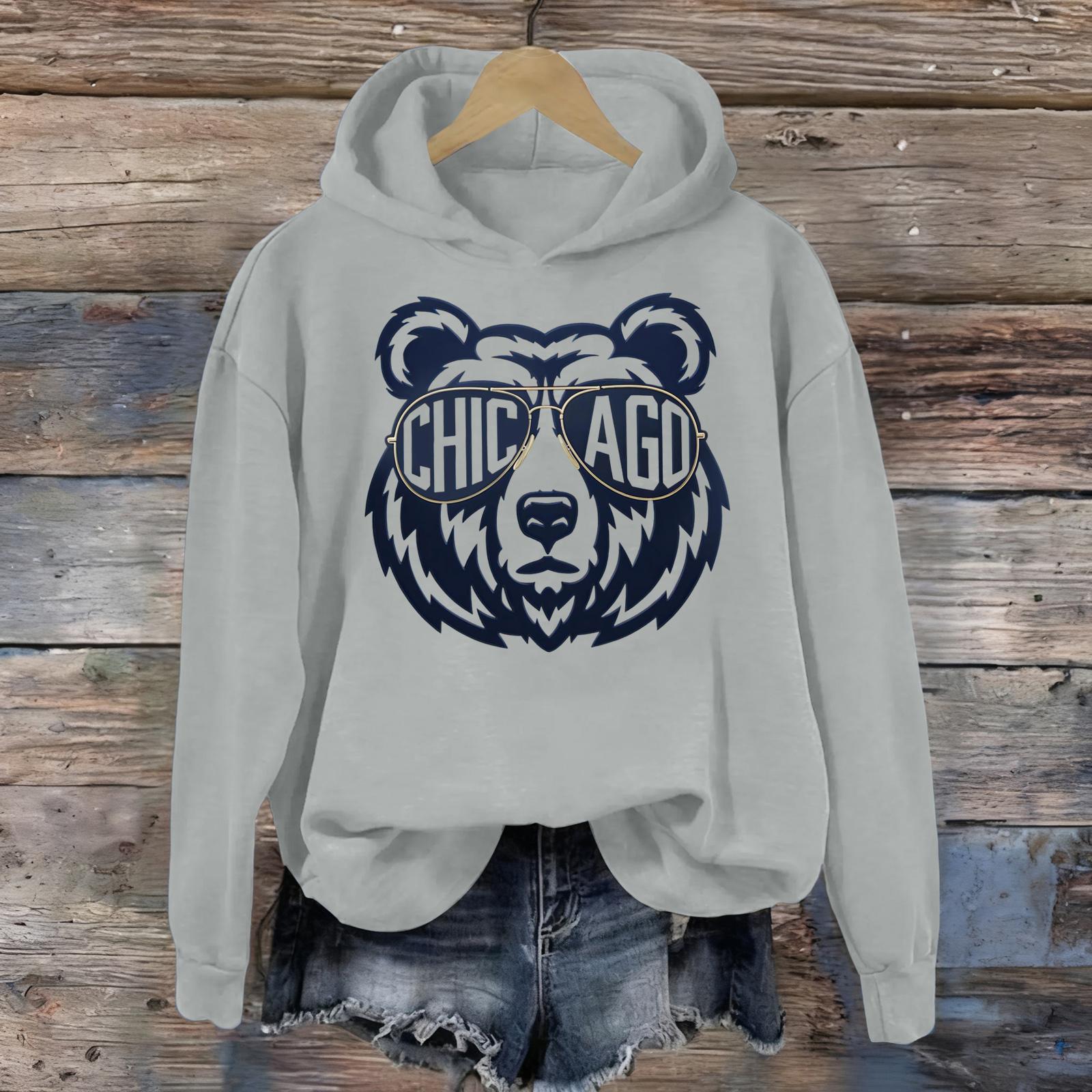 Women s Printed Casual Long Sleeve Hooded Sweatshirt Top M