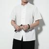 Summer Chinese Style Linen Short-sleeved Shirt Men's Retro Disc Buckle Large Size Tang Suit Hanfu Cotton and Linen Shirt Men