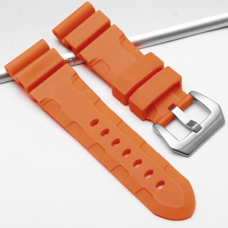 24mm 26mm Rubber Watch Band for Panerai Luminor Submersible Lightning 1164 PAM01209 Black Universal Silicone Strap Watch Band onSamsung Smart Watches