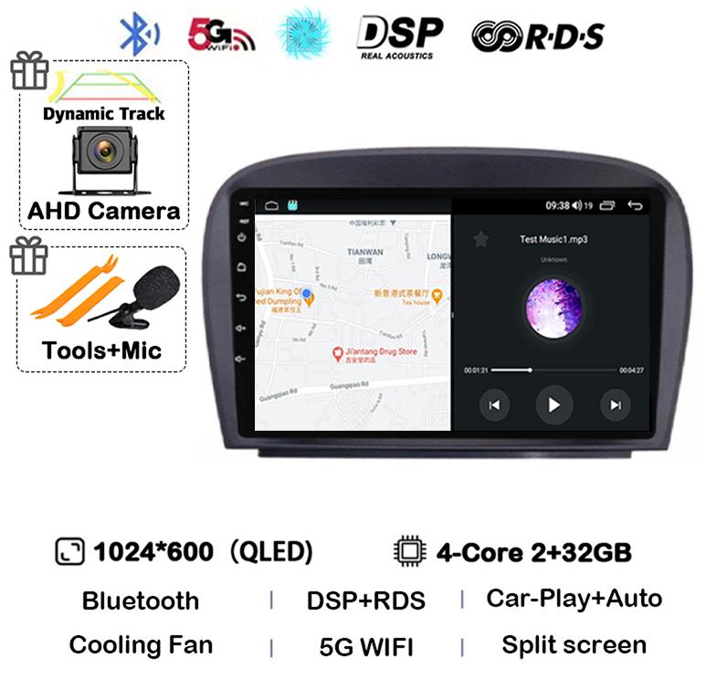 

Android 14 Carplay автомобильное радио для Mercedes Benz SL R230 SL350 SL500 SL55 SL600 SL65 2001-2007 мультимедийный видеоплеер GPS стерео