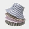 Literary Fashion Striped Flash Diamond Wide Brim Bucket Hat Showing Small Face Retro Basin Hat Outdoor Tide Sun Hat