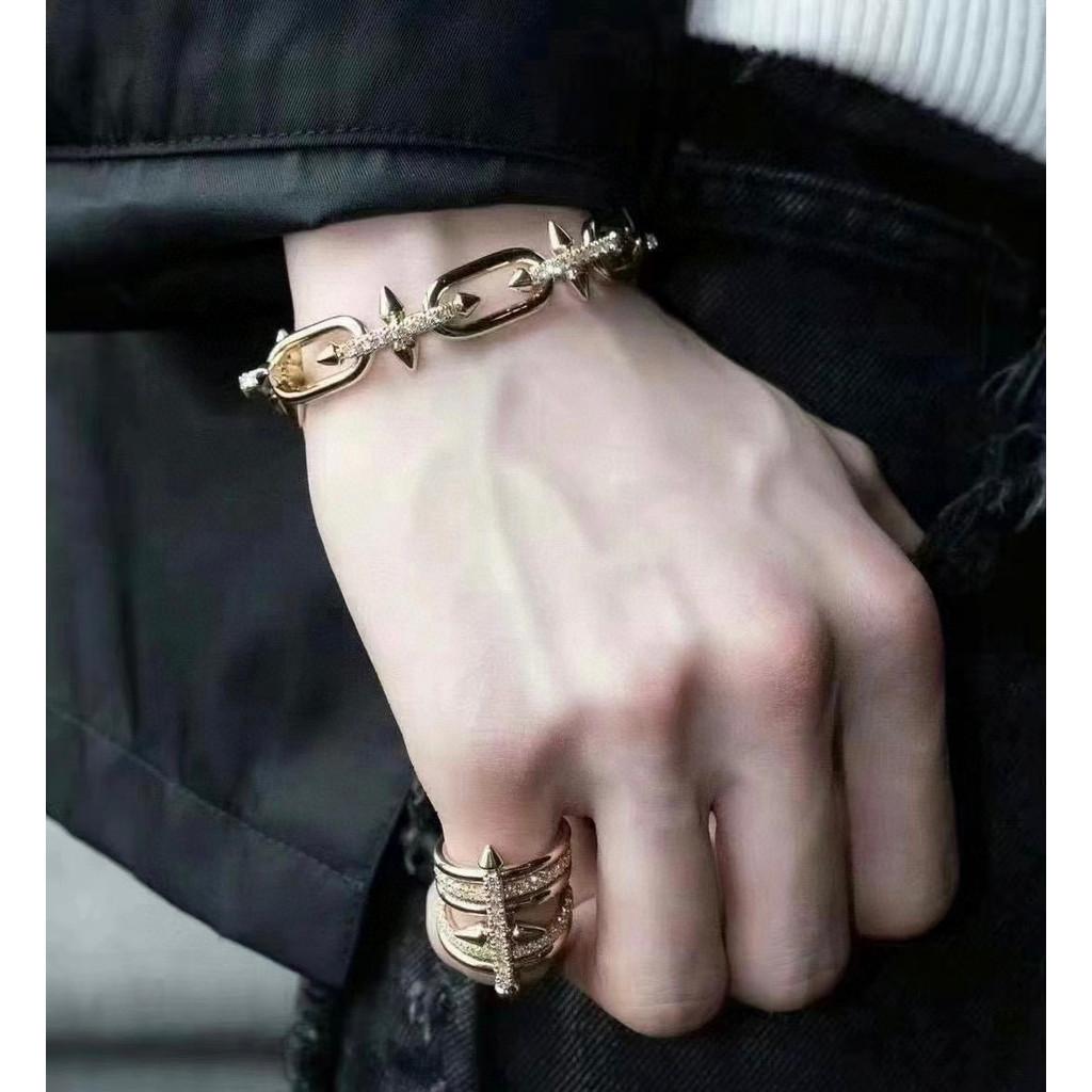 Knot Series Talisman V Gold Material Peach Heart and Pearl Heart Brand Bracelet, Small and Exquisite Jewelry