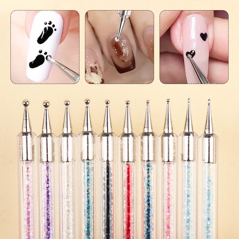 5-Piece Gold Powder Double-Ended Nail Art Pen Set for Liner Gel Polish & Flower Designs