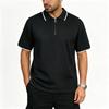 Men's Short Sleeve Polo Shirt with Zipper Collar Classic Fit Lightweight Knit Top for Everyday Wear