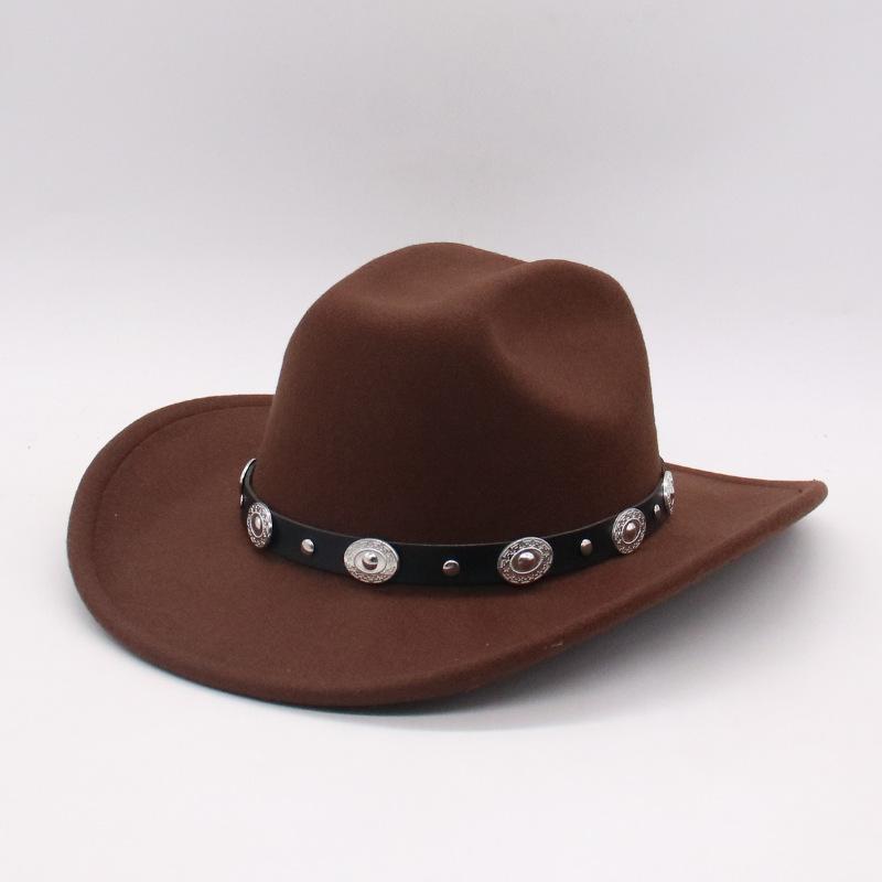 New Jazz Hat Woolen Edge One-Word Gentleman'S Hat Cross-Border Western Autumn And Winter Men'S And Women'S Big Edge Top Hat