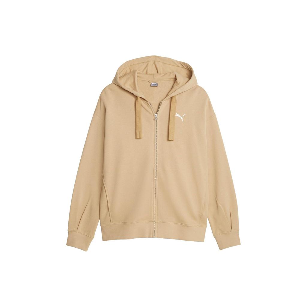 Puma Logo Print Zip-Up Sports Casual Hoodie Women jackets Camel 679597-84