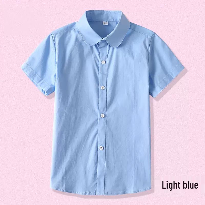 Kinder Kurzarm Weißes Baumwollhemd - Sommer Schuluniform für Jungen und Mädchen