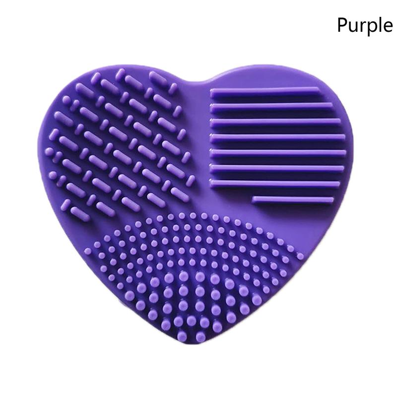 Heart Shaped Makeup Foundation Brush Handheld Cleaner Silicone Cleaning Mat Cosmetic Tool Portable Travel Dormitory Home Gift