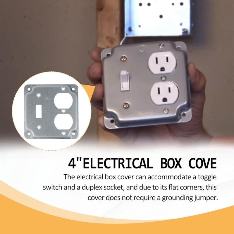 2Pcs Multipurpose Square Metal Outlet Box Covers Flame Retardant Raised Designs for Switches Receptacle Safety