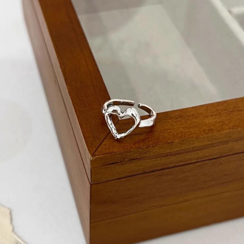 Trendy Heart Shaped Copper Ring For Women Adjustable Open Design Elegant Fashion Accessory