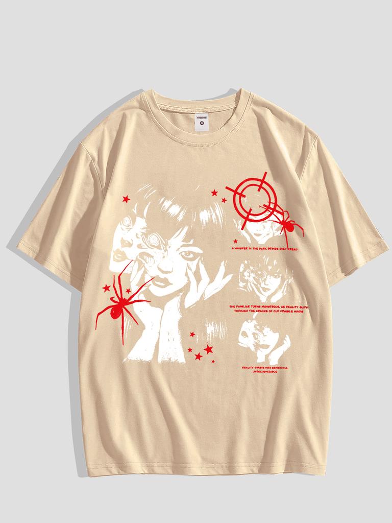 Grafisches Herren-T-Shirt - Lässiges & Lockeres Dark Academia Kurzarm-T-Shirt Übergroße Baggy Tops T-Shirt Schwarz