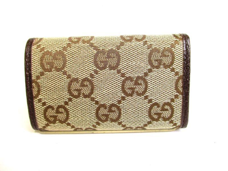 Autentické GUCCI GG hnědé plátno a kůže na klíče 6 obrázků #a006 renovované