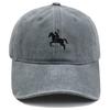 Men'S Washed Cotton Baseball Cap With Ride A Horse Embroidery Dad Hat Sport Golf Cap Sun Hat For Men Uv Blocking Bungee Hat