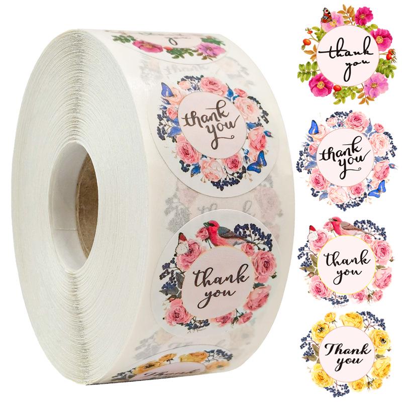 NEW Heart Thank You Stickers  Floral Wedding Festival Party Favors Paper Decorative Sticker Envelope Package Seal Label Sticke
