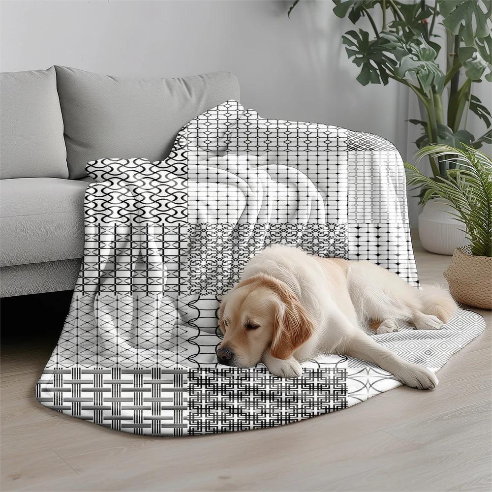 Geometric Pattern Blanket Microfiber Flannel Cover Blanket Bedroom Living Room Sofa Soft And Comfortable Home Decoration