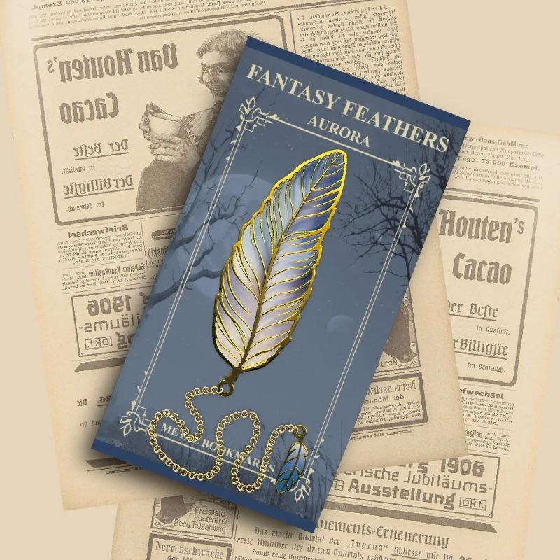 Vintage Feather Gold Stamped Metal Bookmark with Metal Chain Pendant Exquisite Bookmark Book Page Divider Office Stationery
