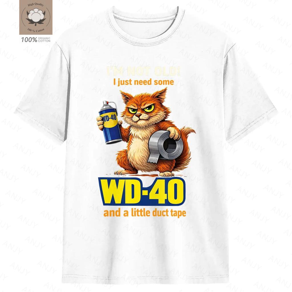 Moda Unisex Verano Manga Corta Búho No Soy Viejo Solo Necesito WD40 Un Poco de Cinta Adhesiva Camiseta Gráfica Camisetas Gráficas Casuales