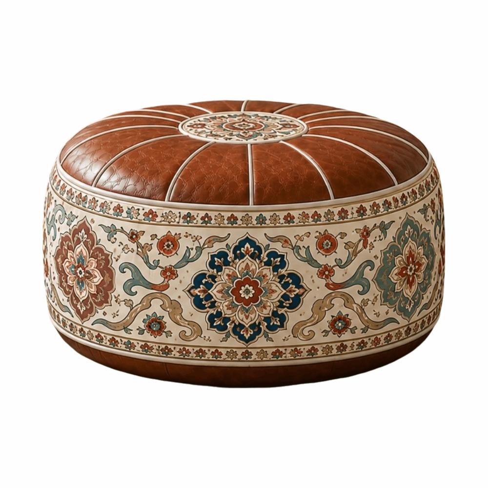 PU Leather Ottoman Pouf Foldable Storage Ottoman New Floor Seat Cushion Multipurpose Storage