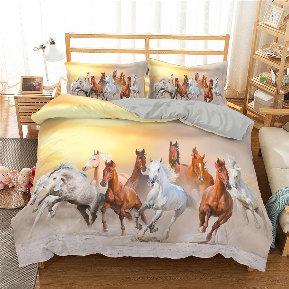 

3D Print Wolf, Lion, Horse Animal Quilt Cover Set Full Size Bedclothes Comforter Bedding Sets Housse De Couette 1 Personne EU single(135x200cm)