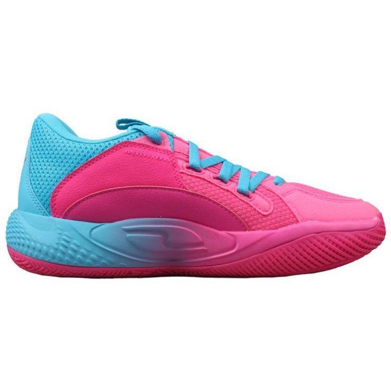 PUMA Court Rider 1.0 Chaos Imbalan Men Fashion Versatile Cushioned Wear Resistant Low Top Basketball Shoes Pink Blue 378613-01
