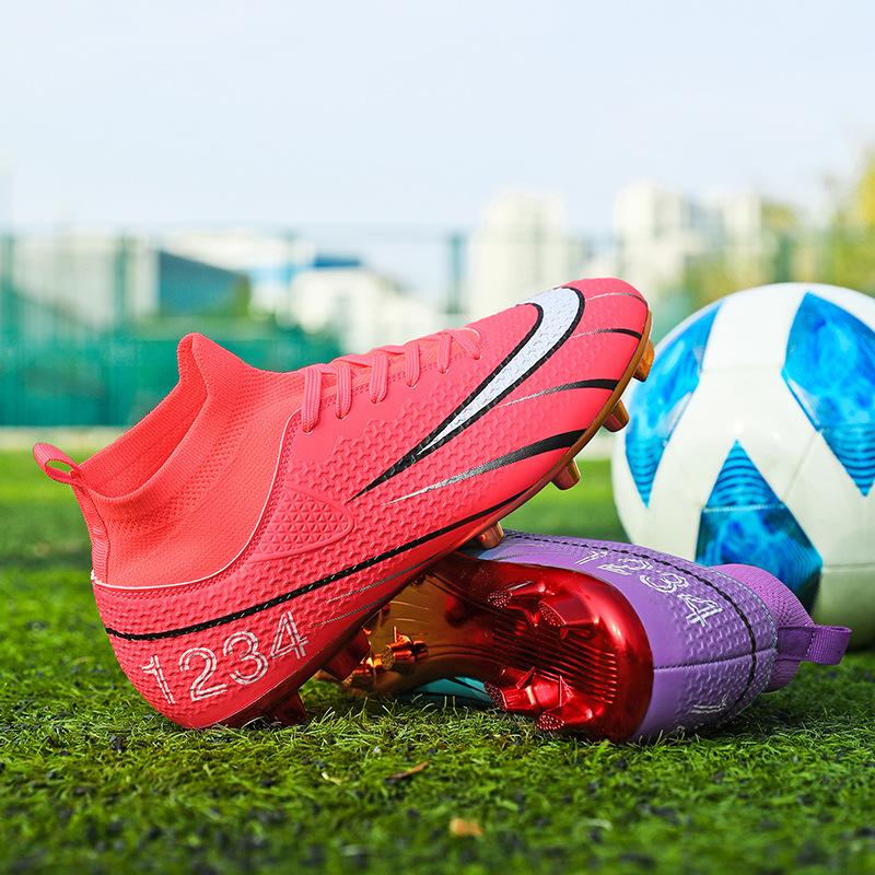 Ronaldo's New High-top Football Shoes Men's Broken Nails Children's Boys and Girls Adult Non-slip Competition Training Shoes
