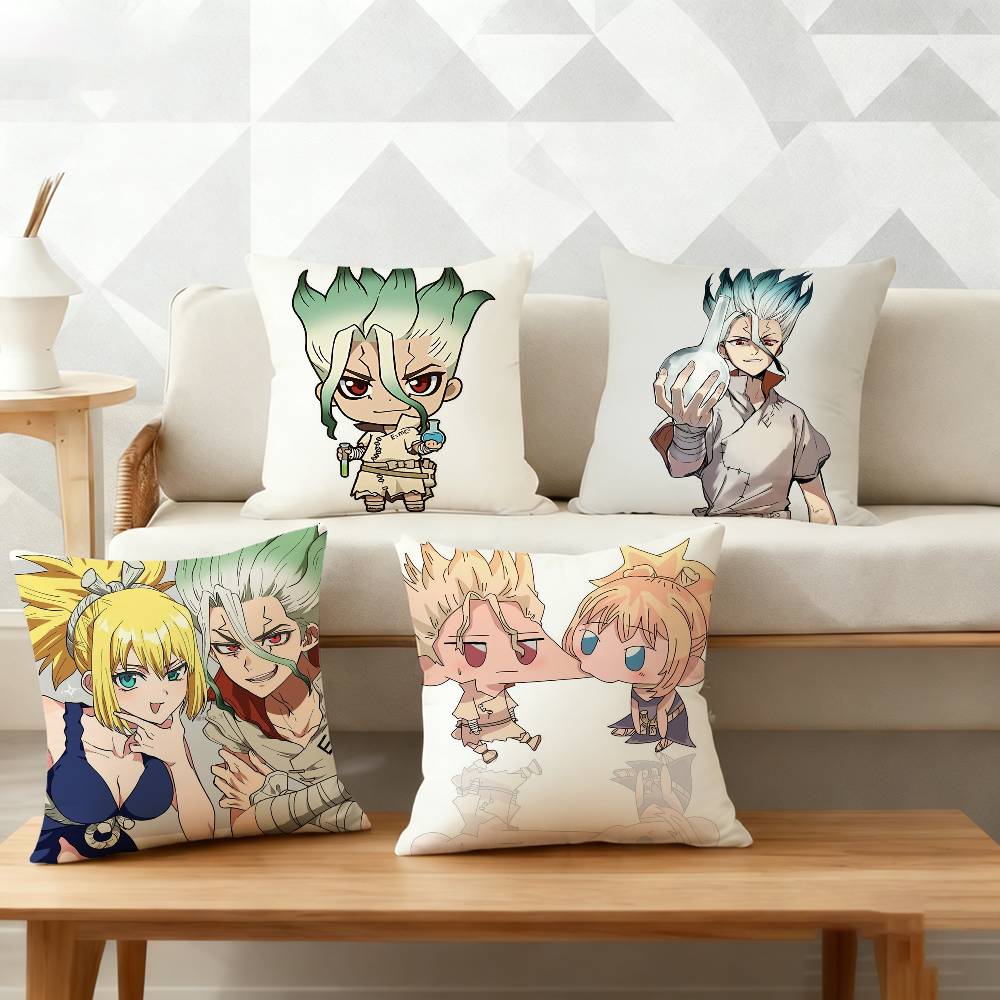 Anime D-Dr. Stone Pillow Case Pattern Printed Pillowcase For Living Room Sofa Cushion Cover