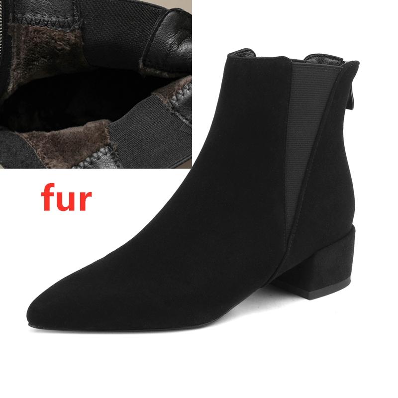 Fashion AIYUQI 2025 New Style Women's Chelsea Boots Genuine Leather Thick Heel Women Short Boots Large Size Pointed Toe Female Boots
