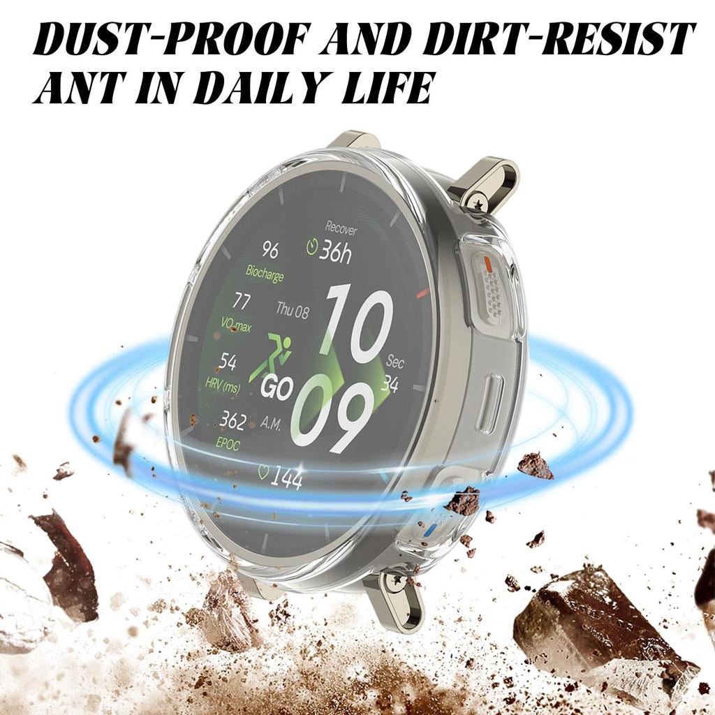 Case for Amazfit Active 3 Premium Hard PC Shell with Built-in Tempered Glass Screen Protector Shock-Proof Bumper Watch Cover