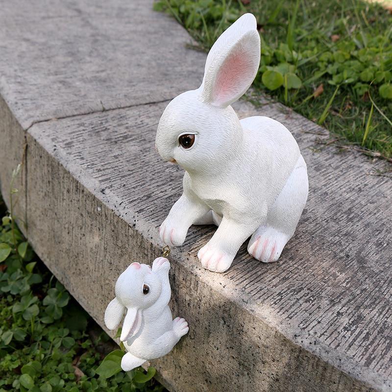 Garden Statues Rabbit Figurine Ornaments Micro Landscape DIY  Decorations Easter Bunnies Statue Patio Fairy Garden Decoration