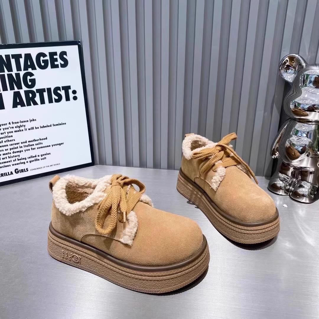 

Хлопковая обувь женская зимняя новая популярная ретро мода бархатная теплая на маленькой толстой подошве повседневные сноубутсы 40 хаки