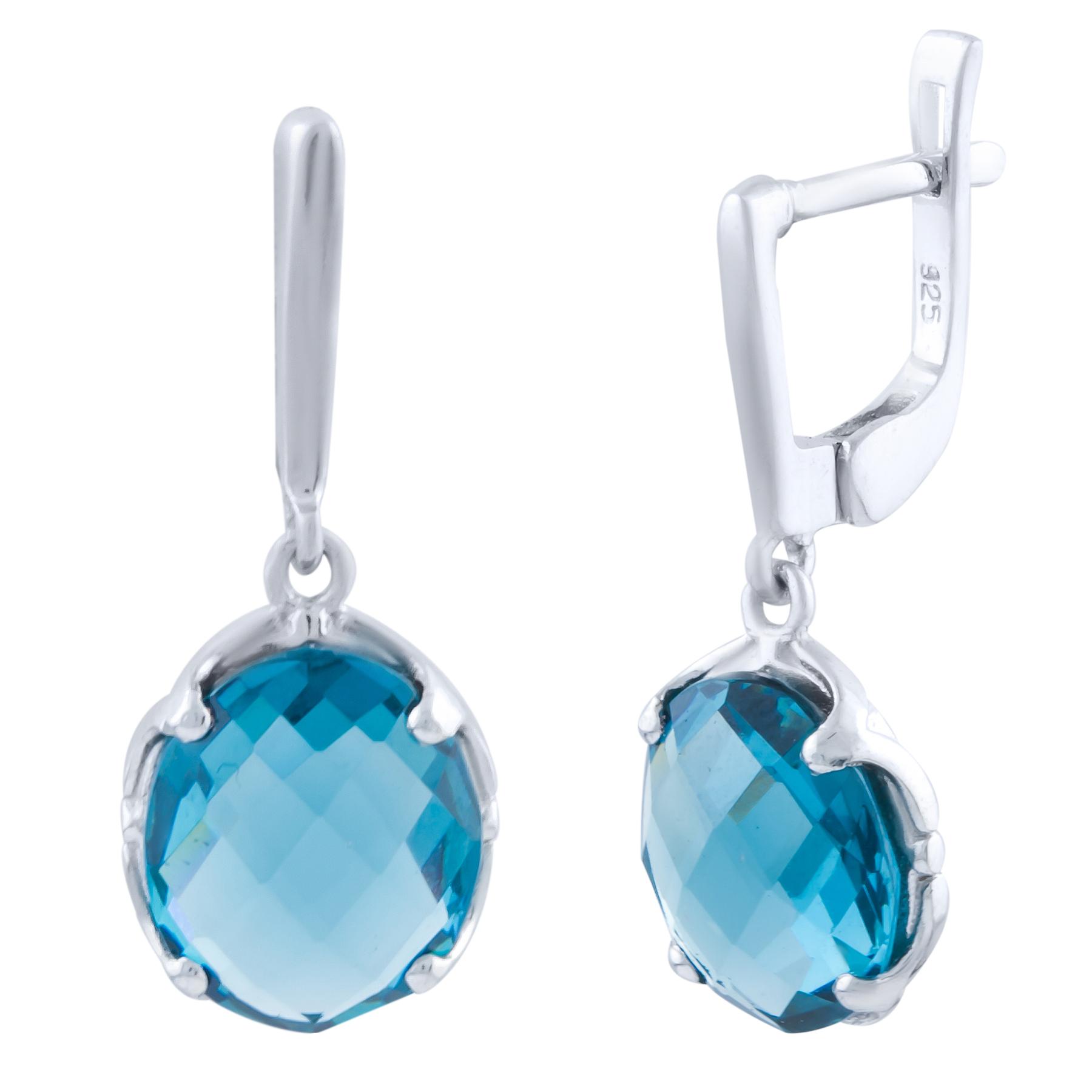 

Срібні сережки з керамікою Лондон Блю 7.742ct (1652916) синій